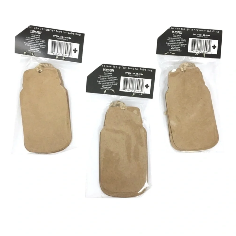 GIFT TAGS Ball Mason Jar Kraft Paper Jute Strings 24 Total Die Cut Labels NEW